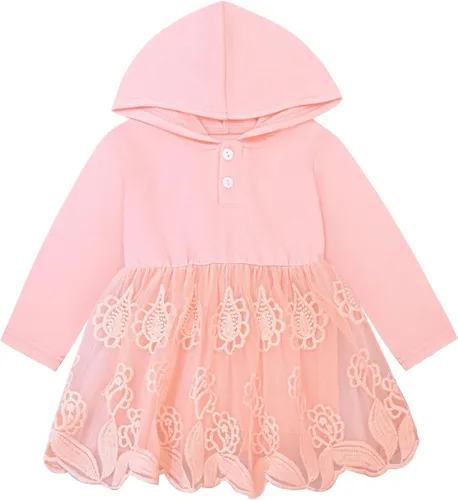 Vista 4 de Peacolate 1-5 años de primavera y otoño, vestido de manga larga con capucha, chaqueta de mezclilla y jeans
