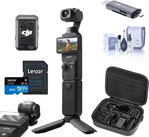 Vista 10 de DJI Osmo Pocket 3 Cámara Gimbal, Bundle con Power Bank, Estuche de Transporte, Protector de Pantalla, Tarjeta de Memoria de 64GB y Lector