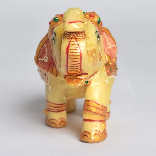 Vista 3 de GEMHUB Estatua de elefante de jade amarillo tallada de aproximadamente 1862.50 quilates para decoración del hogar y propósito de regalo