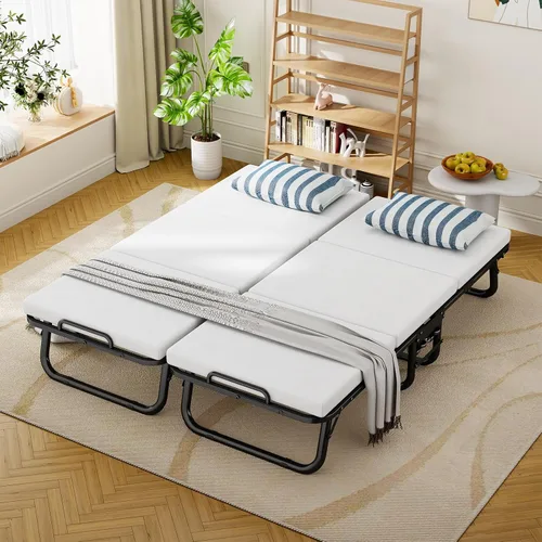 Vista 7 de Folding Bed with Mattress,Roll Away Beds with Mattresses for Adults 31"*75" Cot Foldable Guest Bed on Wheels, Portable Bed with Memory Foam
