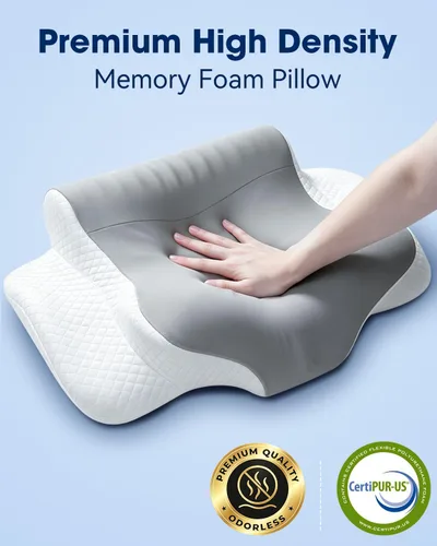 Vista 5 de Almohada cervical para el cuello para aliviar el dolor de cuello, almohada de espuma viscoelástica para dormir, almohada ortopédica de contorno