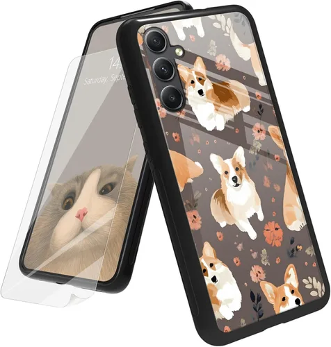 Vista 8 de Funda para Samsung Galaxy A12 5G con protector de pantalla, parte trasera de vidrio templado + TPU de silicona suave que absorbe los golpes