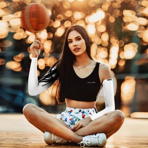 Vista 5 de Mangas derivadas para el brazo para moda deportes exfoliantes tatuajes y más 1 par de mangas blancas