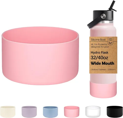 Vista 31 de WK IEASON Base protectora de silicona para botellas Hydro Flask de 12 a 24 onzas de ancho y boca estándar, funda antideslizante para accesorios de 2