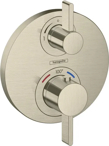 Vista 4 de hansgrohe Ecostat S 15757341 - Moderna válvula de ducha termostática con control de temperatura en cromo negro cepillado