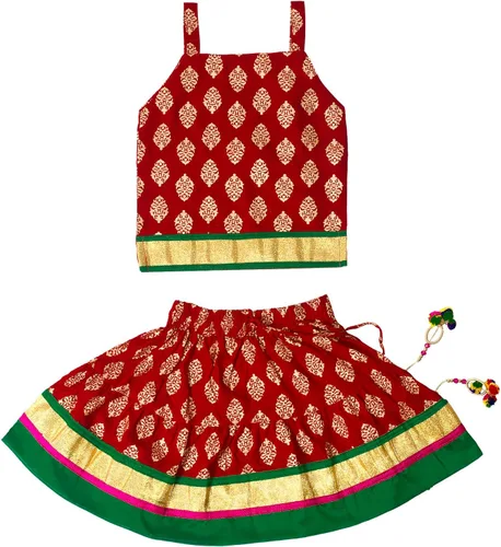 Vista 8 de Chandrakala Kids Lehenga Choli Set for Girls (KL101-P)