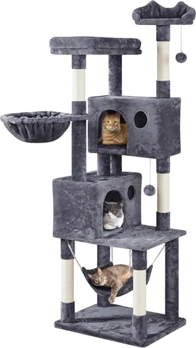 Vista 13 de Yaheetech - Árbol para gatos grandes de 64.5 pulgadas con 2 condominios, 2 perchas