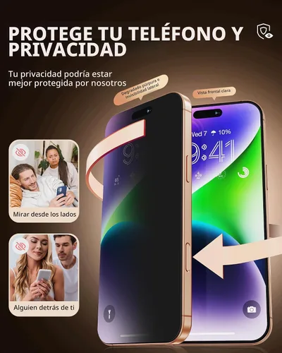 Vista 5 de PDDKISS Paquete de 2 protectores de pantalla de privacidad para iPhone 17