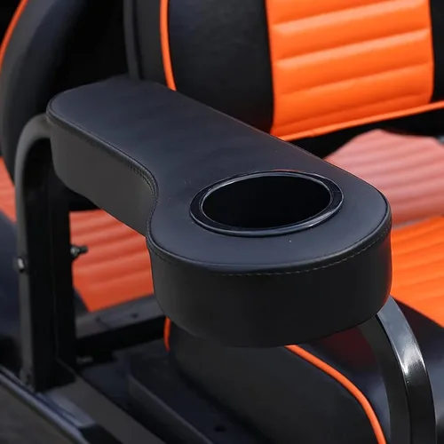 Vista 6 de Huskey Parts Company Reposabrazos traseros para carrito de golf, cojines negros con portavasos compatibles con EZGO Club CAR Yamaha