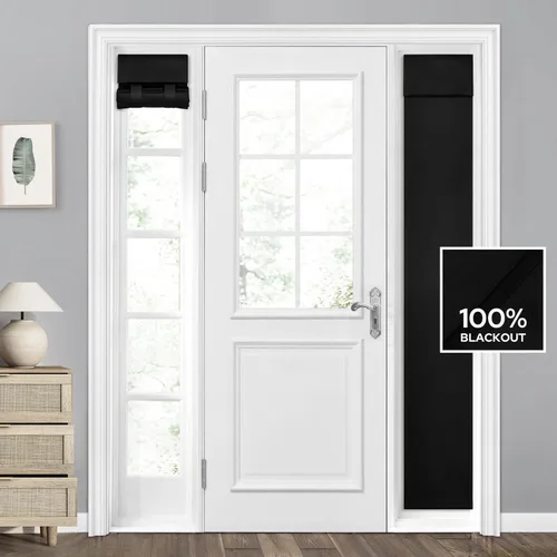 Vista 35 de HOMEIDEAS Cortinas 100% Opacas para Luces Laterales de Puerta Principal, Cubierta de Ventana de Puerta de Aula, Persianas de Privacidad
