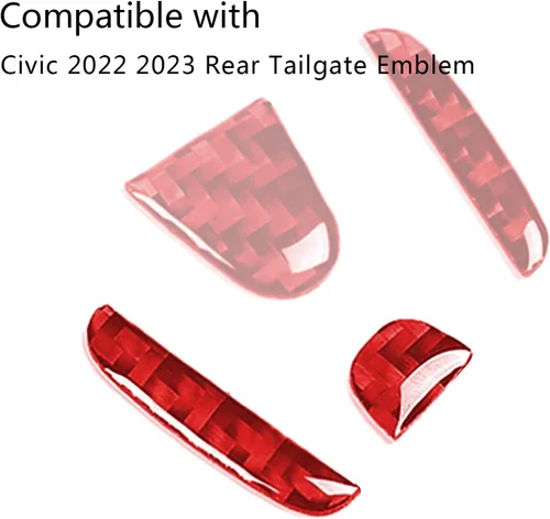 Vista 2 de Logotipo de emblema del portón trasero para Honda Civic de 11ª Rojo