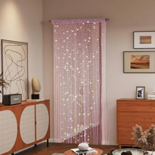 Vista 7 de Cortina decorativa separadora de ambientes, diseño de cadenas con flecos de cristal, 78.7 x 39.3 pulgadas, de Eve Split