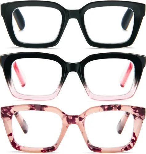 Vista 12 de DXYXYO Blue Light Blocking Reading Glasses for Women Oversized Computer Readers Retro Fashion Square