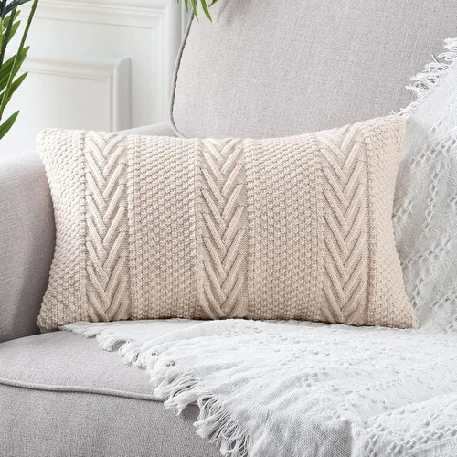 Vista 10 de MANDIOO Fundas de almohada decorativas de punto de algodón, suaves y acogedoras, fundas de cojín para exteriores, fundas de almohada modernas