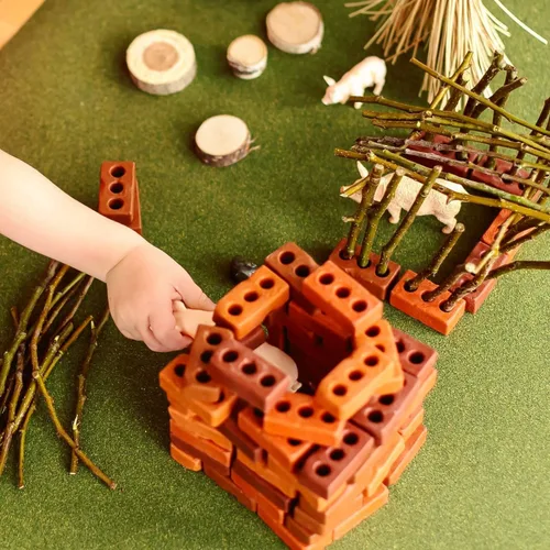 Vista 7 de Guidecraft Little Bricks - Juego de 60 piezas: juego de constructores para construcción y apilamiento, juguete educativo para niños