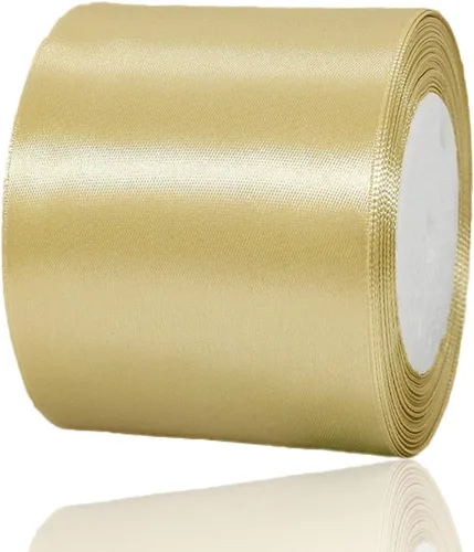 Vista 139 de Cinta beige de 1-1/2 pulgadas x 25 yardas, cinta de satén de tela de color sólido para envolver regalos, manualidades, ramos de novia, coronas