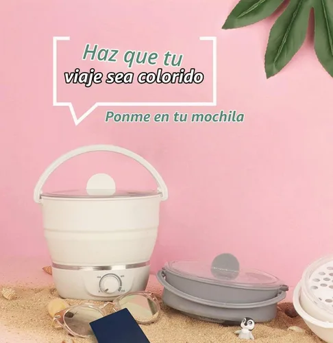 Vista 6 de Drizzle Olla Eléctrica Plegable para Viajes Hot Pot - Hot Pot de Cocción de Doble Voltaje 100V-240V - Utensilios de Cocina de Silicona Grado