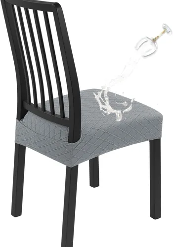Vista 20 de SearchI Juego de 4 fundas de asiento para sillas de comedor repelentes al Flor roja beige