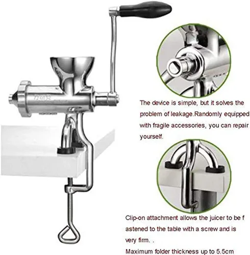 Vista 3 de Exprimidor manual de hierba de trigo Exprimidor de acero inoxidable Exprimidor de verduras y frutas Exprimidor de naranja limón Exprimidor de mano
