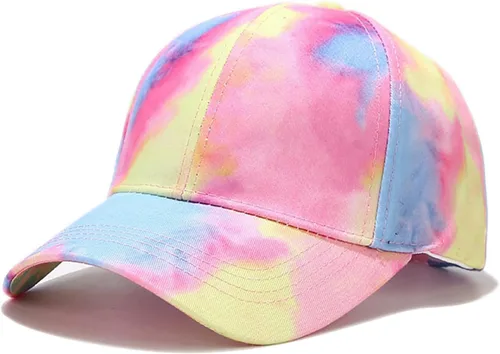 Vista 8 de BEARUN Gorra de béisbol de algodón con teñido anudado de perfil bajo, gorra de béisbol de hiphop, sombrero de papá Negro Blanco