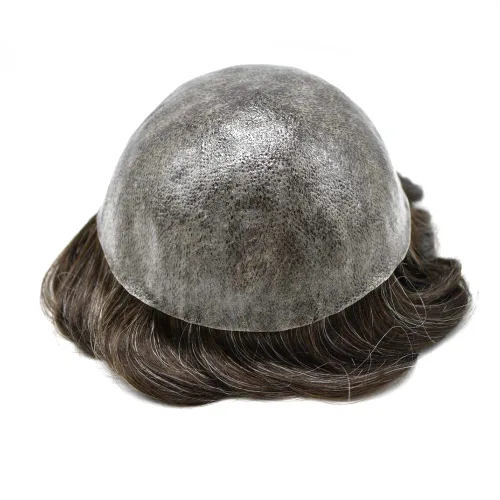 Vista 281 de Toupee para hombre 100% cabello humano real tupé para hombres 0.004 in piel de poliuretano para hombre, sistema de reemplazo de piezas de pelo