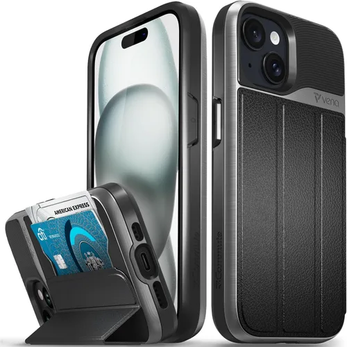 Vista 33 de VENA vCommute - Funda tipo cartera compatible con Apple iPhone 14 (6.1 pulgadas) (protección contra caídas de grado militar), funda de cuero