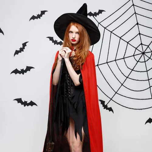 Vista 3 de NOLITOY Capa de vampiro de Halloween, cuello alto, color negro y rojo, reversible, con capucha desmontable, para mujeres y hombres, fiesta