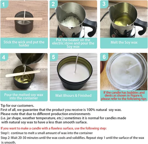 Vista 8 de Kit de suministros para hacer velas de cera de soja, cera de soja natural para hacer velas, kit de arte y manualidades DIY para adultos