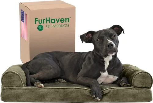 Vista 40 de Furhaven Cama para perro de espuma viscoelástica para perros medianos y pequeños con cojines extraíbles y funda lavable, para perros de hasta 35