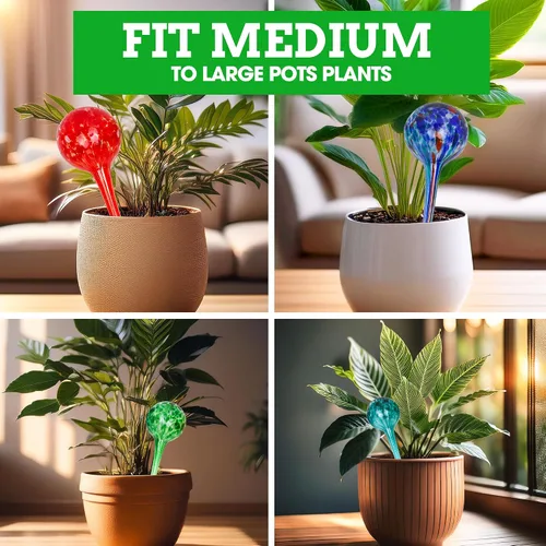 Vista 4 de Bolas de Riego Automático Besti – Paquete de 4 Bolas de Riego Extra Grandes para Plantas – Sistema de Riego Automático para Plantas en Maceta