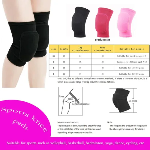 Vista 3 de Esponja antideslizante, rodilleras suaves y transpirables para hombres, mujeres, niñas y niños en negro, adecuadas para deportes como voleibol