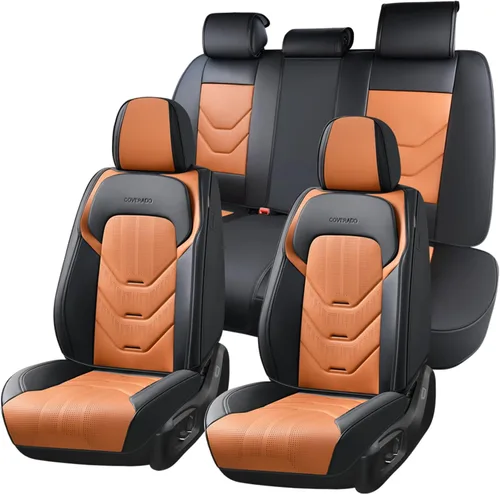 Vista 42 de Coverado Funda de asiento de automóvil, funda de asiento delantero para automóvil, protector de asiento de automóvil de cuero impermeable, fundas