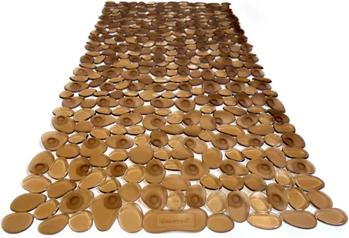 Vista 48 de Alfombra antideslizante para bañera y ducha "Pebbles" de 27 x 14 pulgadas, ovalada, no tóxica, segura, limpia, lavable a máquina, agarre y drenaje