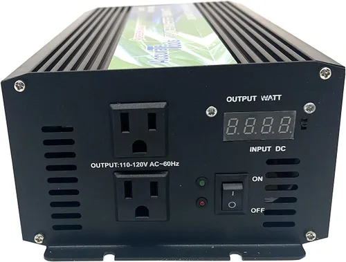 Vista 6 de Inversor de corriente de onda sinusoidal pura de 1500 W con medidor LED, enchufes de CA duales, cables de batería de alta resistencia, ideal
