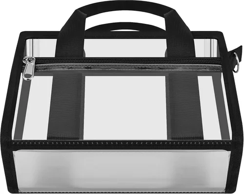 Vista 6 de Bolsa transparente para eventos de estadio, 12 x 6 x 12 pulgadas, bolsa de estadio con bolsillo transparente para mujer, bolsa de plástico