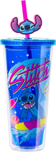 Vista 28 de Silver Buffalo Disney Una Loca Aventura de Goofy con Goofy, Max Goof, Roxanne y Bobby Zimuruski - Vaso de plástico para bebidas frías con tapa