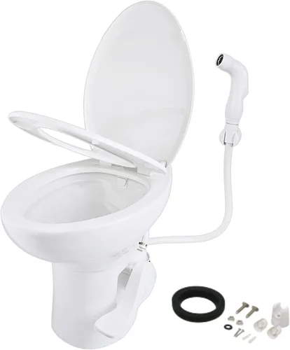 Vista 16 de SEAFLO Inodoro de altura residencial para cámper o caravana con accesorio rociador, altura estándar de 18.5 pulgadas, sistema de descarga por