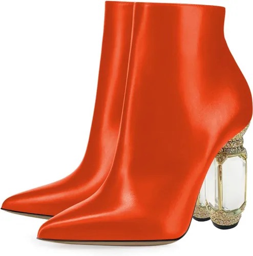 Vista 13 de FSJ Botas de tacón alto con punta puntiaguda para mujer, con tacón alto, con cremallera lateral brillante, estilo casual, para uso diario, zapatos