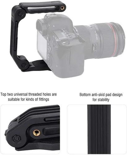 Vista 3 de Soporte estabilizador de extensión para videocámara digital DSLR, mango protector de cámara de filmación de video con micrófono universal flash