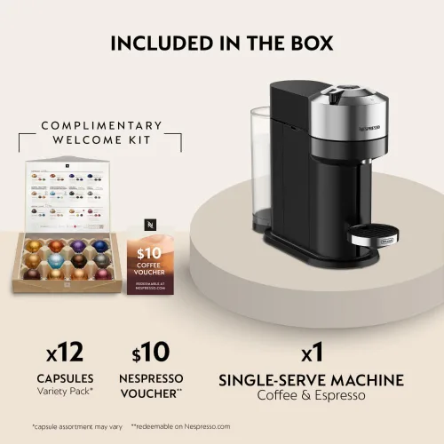 Vista 3 de Nespresso Vertuo Next Deluxe - Máquina de café y espresso de De'Longhi, cromo