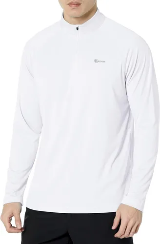 Vista 31 de Men's UPF 50+ Rash Guard 1/4 Zip Stand Collar Swim Shirt Long Sleeve Berry Conservar