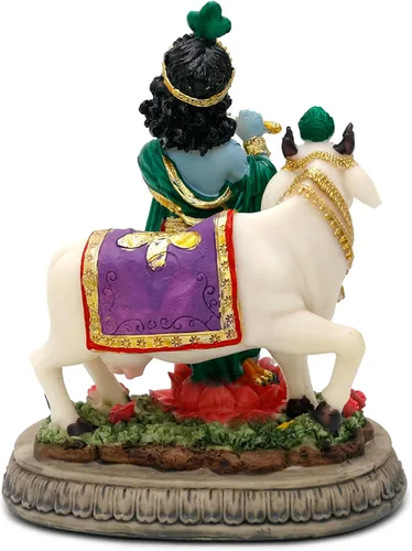 Vista 9 de alikiki Estatua hindú de Dios Señor Krishna – 5.7 pulgadas de alto, escultura de ídolo de la India Krishna, regalos para amigos indios, familia