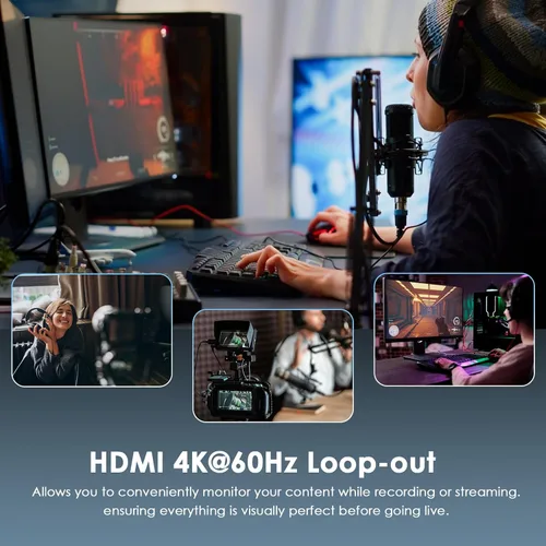 Vista 5 de WAVLINK Tarjeta de captura 4K30/2K60/1080p120, hasta 4K60 HDR10/2560x1440@144Hz/1080p@240hz passthrough en PS5, PS4, Xbox Series X y S, Xbox One