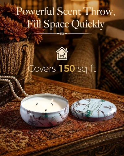 Vista 99 de M&SENSE Velas aromáticas de bayas cítricas, vela grande de lata de soja de 3 mechas, más de 40 horas de tiempo de combustión, cera vegana 100%