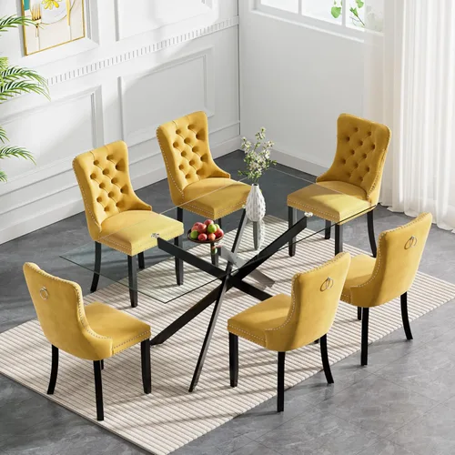 Vista 128 de Juego de mesa de comedor de cristal plateado moderno de 47 pulgadas para 2, juego de mesa de comedor de cocina redonda de 3 piezas con patas