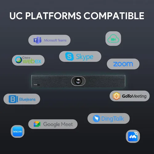 Vista 5 de Yealink UVC40-BYOD - Cámara de videoconferencia USB 4K 60FPS, certificado Teams Zoom, cámara web gran angular de 133° con 8 micrófonos y altavoces