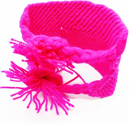 Vista 2 de Wayuu Fucsia Bracelet with Gold Elephant
