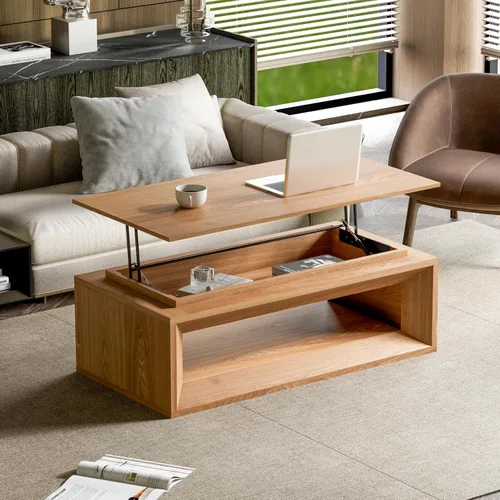 Vista 21 de Mesa auxiliar cuadrada de 31.52 pulgadas con almacenamiento, ratán natural y cuerda de cáñamo, función ajustable, mesa central vintage de granja