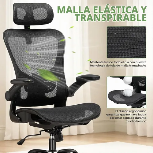 Vista 4 de GTPLAYER Silla de oficina, silla de escritorio ergonómica para el hogar con malla de respaldo alto, sillas de escritorio de malla para computadora
