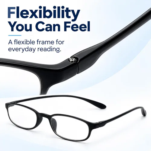 Vista 3 de Calabria 718 Flexie Oval - Gafas de lectura para hombres/mujeres, lectores flexibles, ligeros y duraderos, marco TR-90 de poder único plegable Ébano